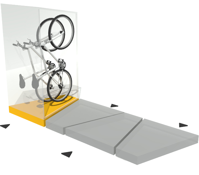Exemple de composition de quatre boxs linaire avec acces de deux cotes